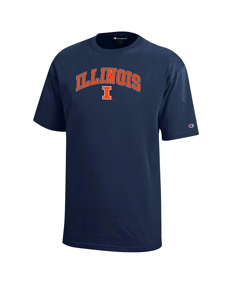 Champion Big Boys and Girls Navy Illinois Fighting Illini Arch Over Logo T-Shirt