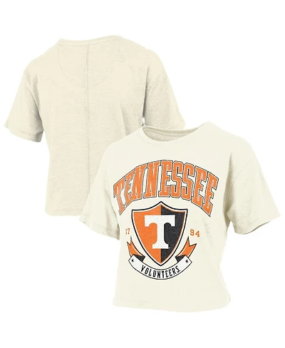 Pressbox Women's Cream Tennessee Volunteers Buckler Vintage Cropped T-Shirt