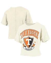 Pressbox Women's Cream Tennessee Volunteers Buckler Vintage Cropped T-Shirt