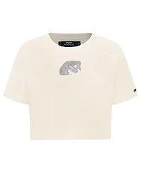 Pro Standard Women's Cream Florida A&M Rattlers Reverse French Terry Boxy Cropped T-Shirt