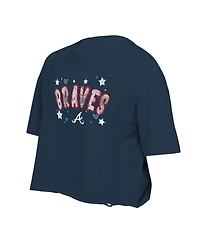 New Era Big Girls Navy Atlanta Braves Flip Sequin Team T-Shirt