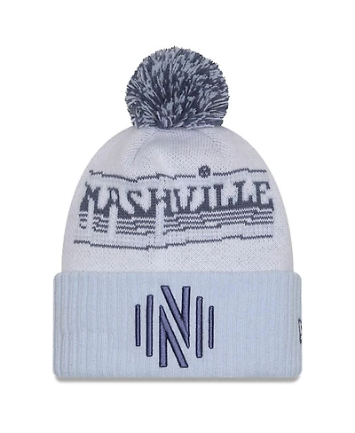 New Era Men's White Nashville Sc 2025 Jersey Hook Cuffed Knit with Pom Hat
