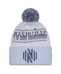 New Era Men's White Nashville Sc 2025 Jersey Hook Cuffed Knit with Pom Hat