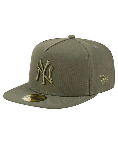 New Era Men's Olive York Yankees Color Pack A-Frame 59FIFTY Fitted Hat