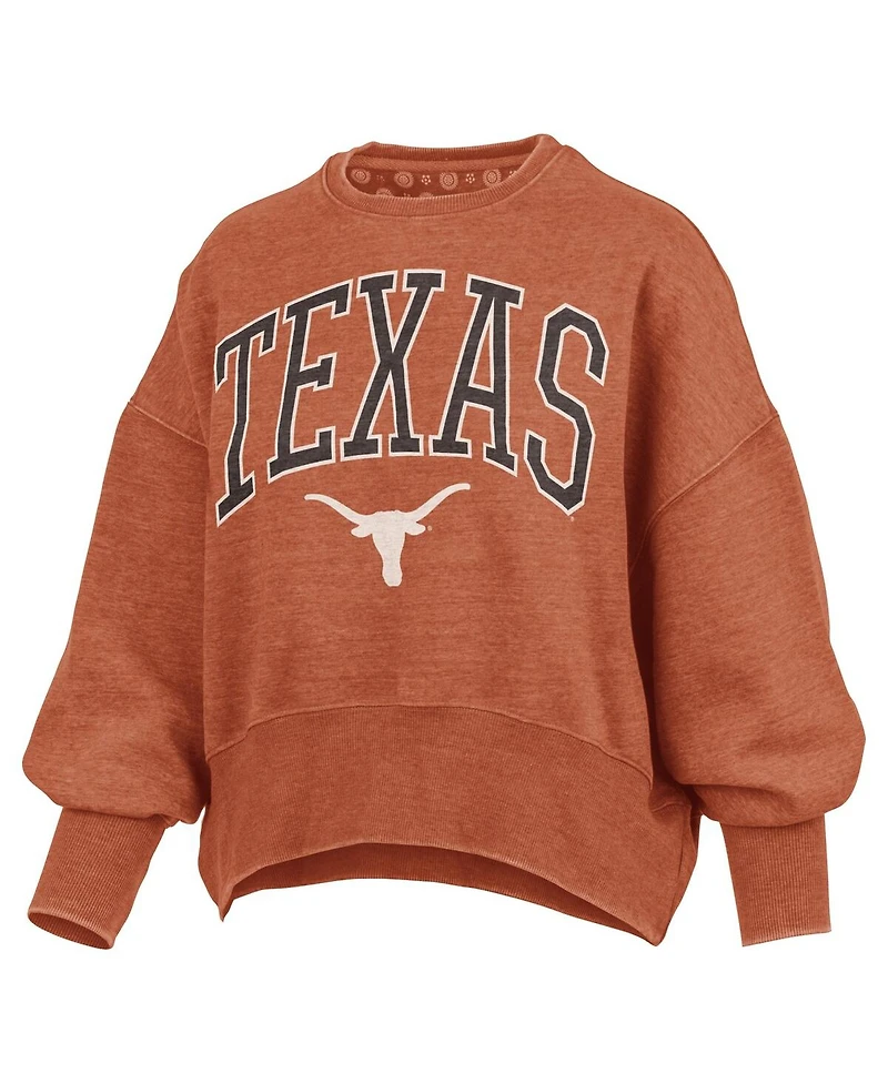 Pressbox Women's Texas Orange Longhorns Oversized Waist-Length Crewneck Sweatshirt