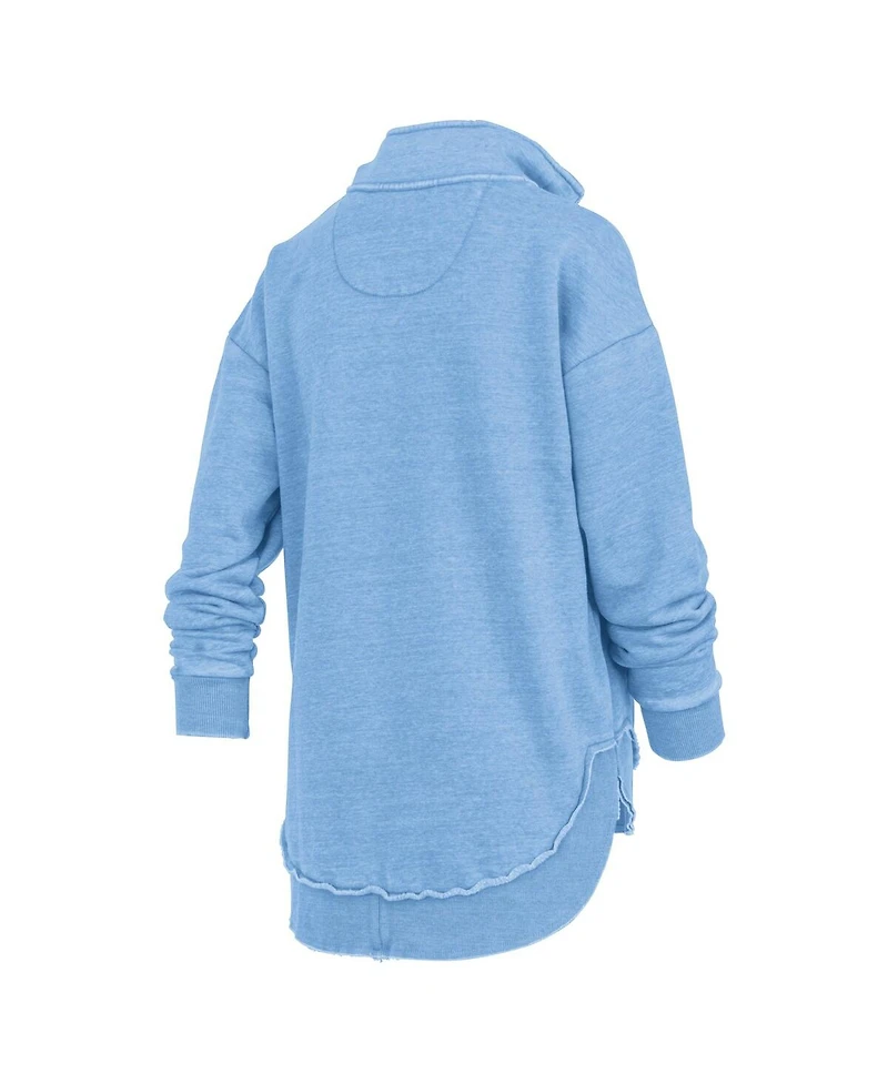 Pressbox Women's Light Blue North Carolina Tar Heels Northfork Sojourn Poncho Quarter-Zip Sweatshirt