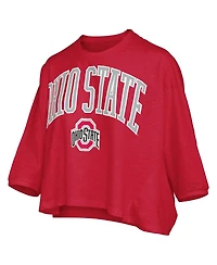 Pressbox Women's Scarlet Ohio State Buckeyes Midi Arch Over Logo Oversized T-Shirt