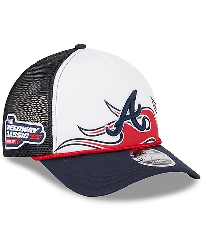 New Era Men's White/Navy Atlanta Braves 2025 Mlb Speedway Classic Fashion Pack A-Frame 9FORTY Adjustable Hat