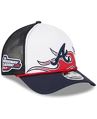 New Era Men's White/Navy Atlanta Braves 2025 Mlb Speedway Classic Fashion Pack A-Frame 9FORTY Adjustable Hat