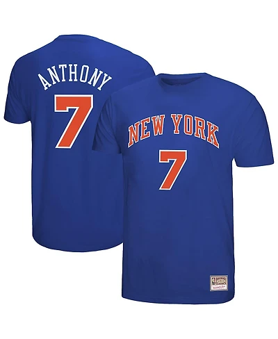 Mitchell & Ness Men's Carmelo Anthony Royal New York Knicks Hardwood Classics Retro Name Number T-Shirt
