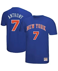 Mitchell & Ness Men's Carmelo Anthony Royal New York Knicks Hardwood Classics Retro Name Number T-Shirt