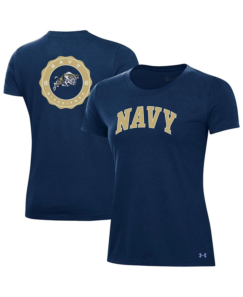 Under Armour Women's Navy Midshipmen Essentials 2-Hit Performance T-Shirt