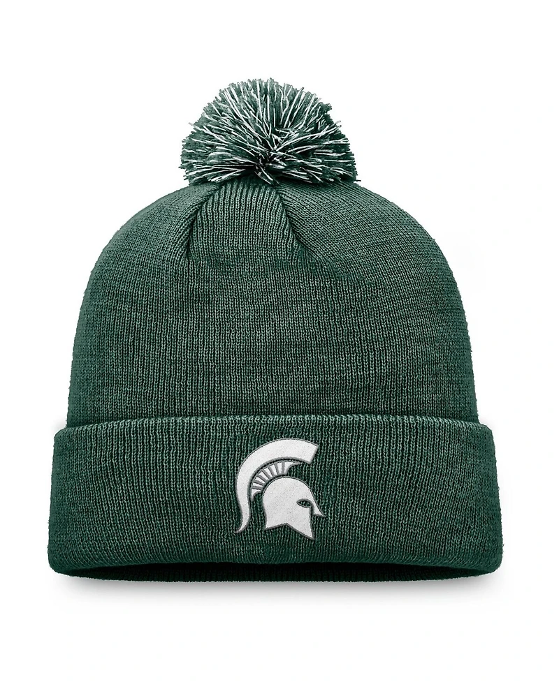 Top of the World Men's Green Michigan State Spartans Team Logo Cuffed Knit with Pom Hat