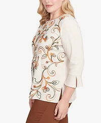 Alfred Dunner Petite Textured Scroll Knit Top