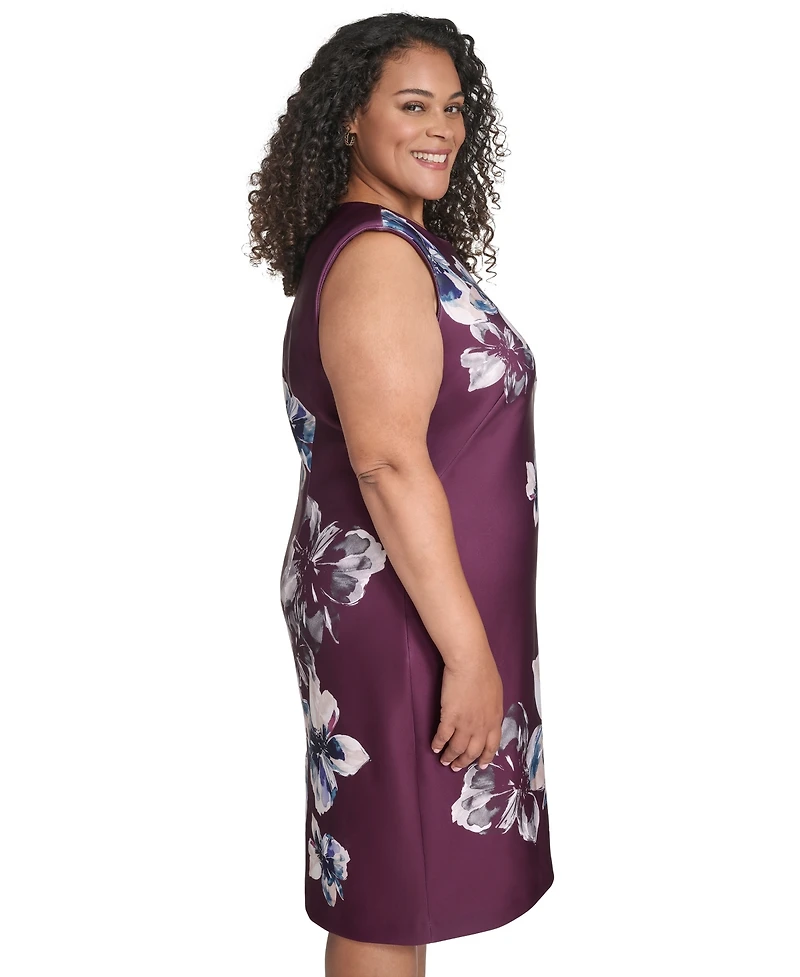 Calvin Klein Plus Printed Scuba Sheath Dress