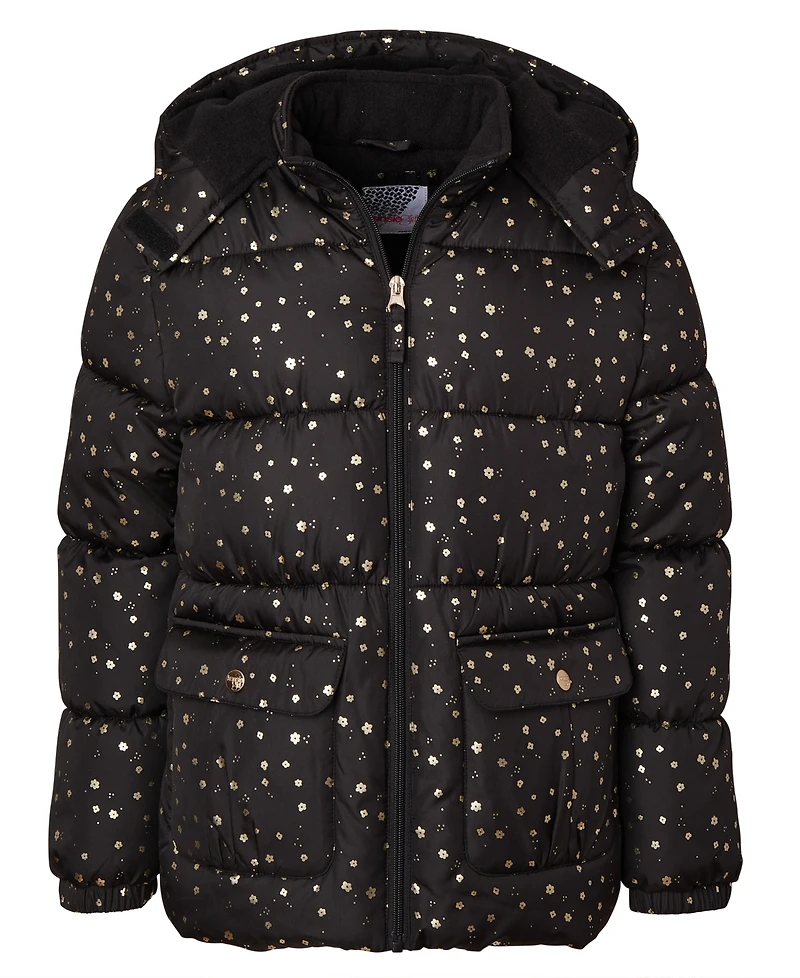 Kensie Girl Big Girls Foil Dot Puffer Jacket with Beanie