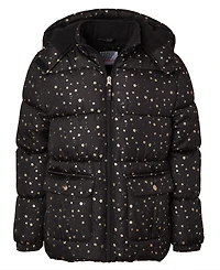 Kensie Girl Big Girls Foil Dot Puffer Jacket with Beanie