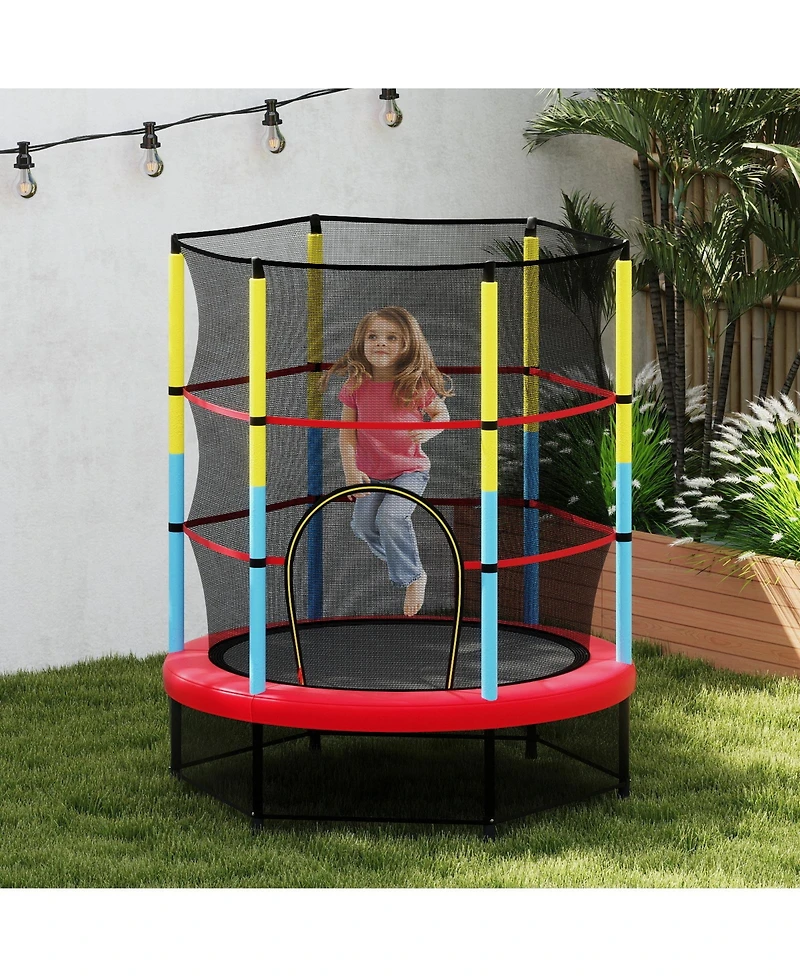 Akiudex 55 Inch Kids Indoor Outdoor Trampoline with Safety Enclosure