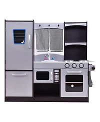 Akiudex Kids Wooden Modern Kitchen Cooking Pretend Play Set