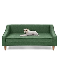 Aostirmotor Green Durable Elevated Dog Sofa Bed Pet Sofa with Modern Irregular Armrest Design Comfortable Soft Dog Sofa
