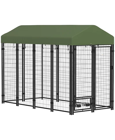 PawHut Dog Kennel, Welded Wire Heavy Duty Dog Run, 8' x 4' x 6',