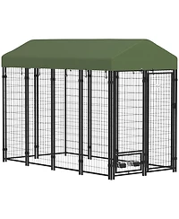PawHut Dog Kennel, Welded Wire Heavy Duty Dog Run, 8' x 4' x 6',