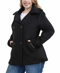 Bgsd Women's Plus Piper Wool Blend Hooded Pea Coat