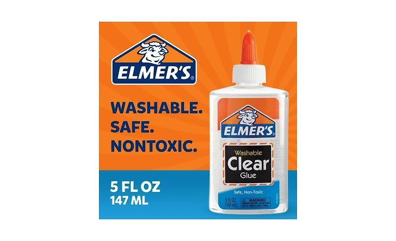 Elmer's Liquid School Glue, Clear Glue, Washable, Great for Making Slime, 5 Ounces, Pack of 3