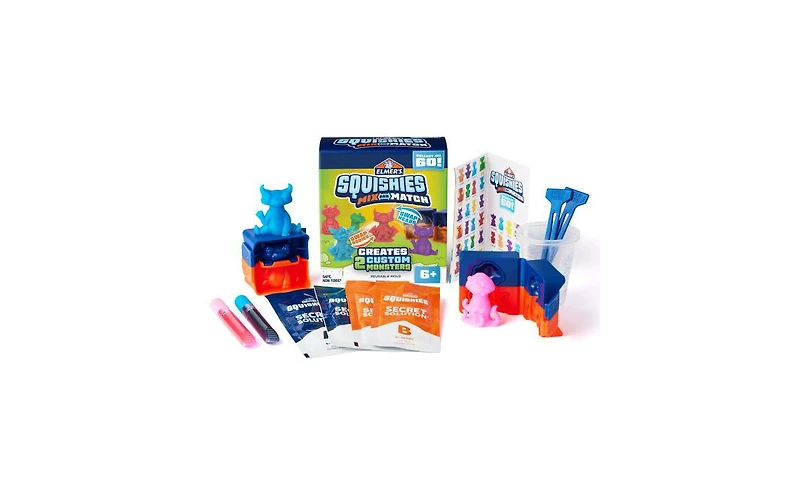 Elmer's Squishies Diy Craft Kit Bundle: Mix & Match Characters & Glow-in-the-Dark Mystery Squishy Toys – Kids Activity Kits, 25 Pieces Total