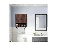 Slickblue Rustic Farmhouse Bathroom Cabinet with Towel Bar and Wall-Mounted Design
