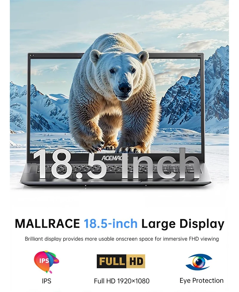 Acemagic AX18 Laptop with Intel N150 Processor and 18.5" Display