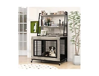 Akiudex 2-in-1 Dog Crate with Storage and Flip-Top Access