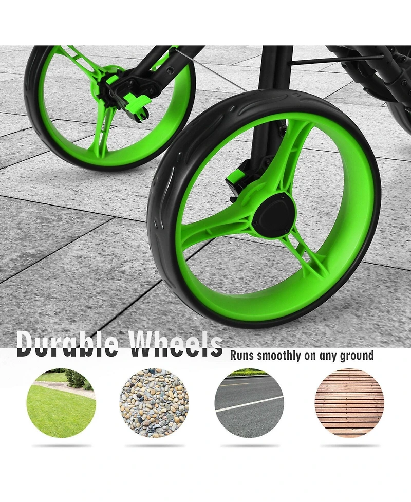 Akiudex 4-Wheel Foldable Golf Push Cart with Adjustable Handle