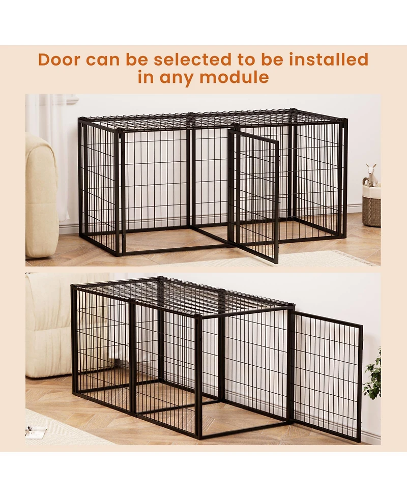 Aostirmotor 63 in. L x 29.9 in. W x 31.9 in. H. Dog Crate 63" Dog Kennel for Small Medium Dogs, Puppy Dog Playpen with Top in Black.
