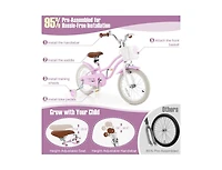 16-Inch Kids Bike with Front Handbrake and 2 Training Wheels - Purple