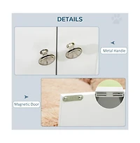 Aostirmotor 44in-l White Elevated Dog Bowls Storage Cabinet Raised Dog Bowl Stand Feeding Station