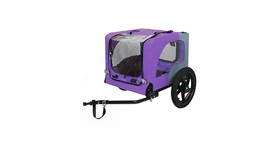 Purple Outdoor Heavy Duty Collapsible Pet Bike Trailer with Universal Hitch Foldable Dog Cargo Carrier Cart for Bicycles