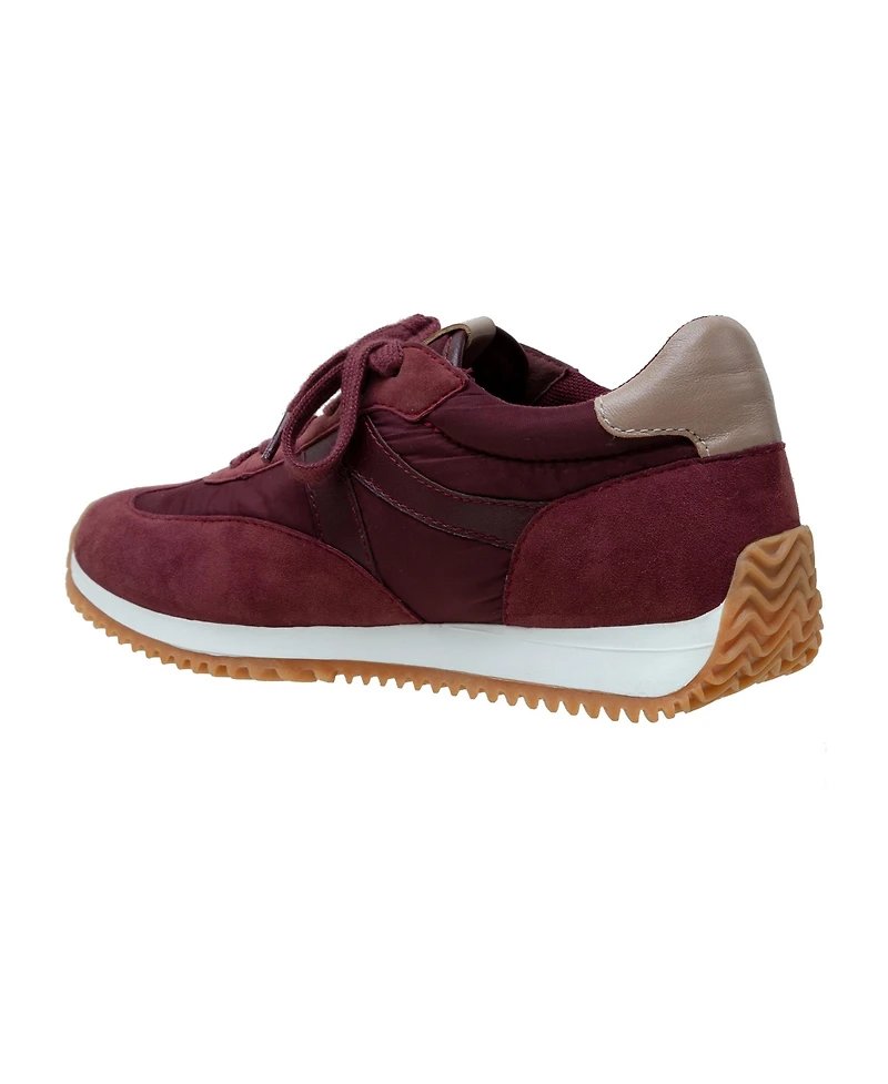 Kaisa | Low Profile Lace-up Nylon and Leather Trainers