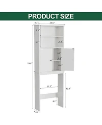 Vanirror Over-Bathroom Storage Cabinet with Double Doors & Adjustable Shelf - White Freestanding Bathroom Organizer with Open Shelf
