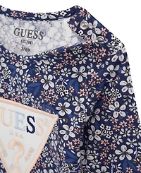 Guess Baby Girls 2-Piece Long Sleeve T-Shirt and Knit Denim Pants Set