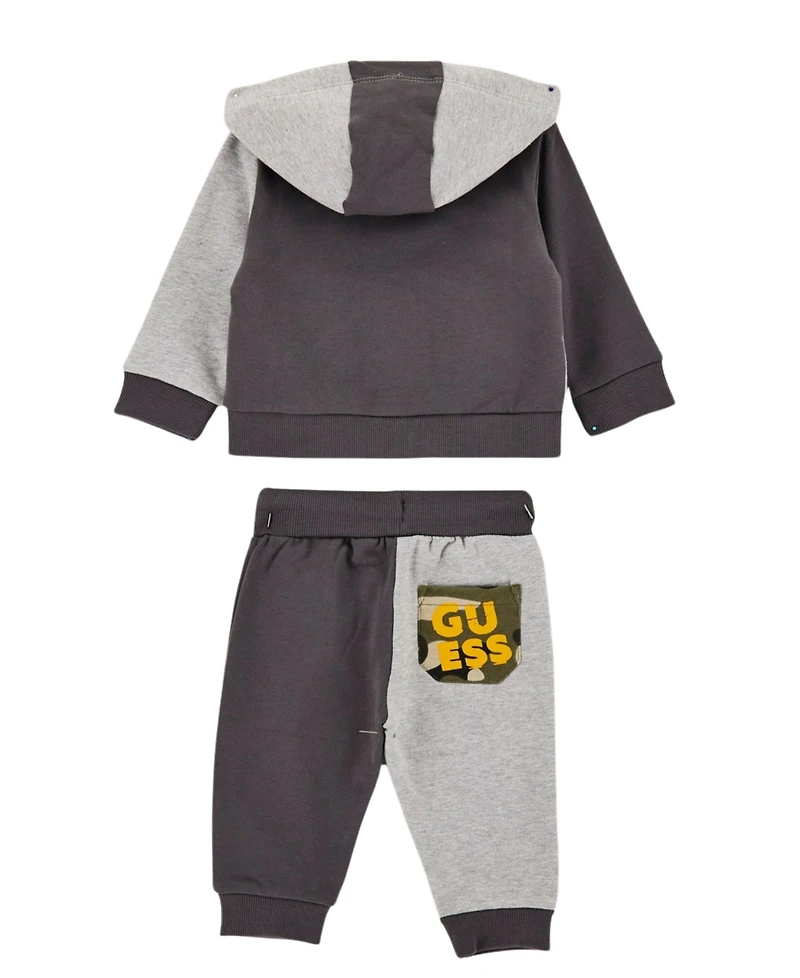 Guess Baby Boys 2-Piece Two-Tone Long-Sleeve Top and Pant Set