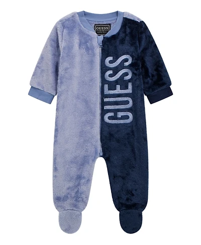 Guess Baby Boys Crew Neck Long-Sleeve Plush Coverall