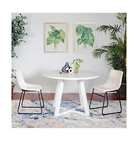 Roundhill Furniture Varna 3-Pc Round Dining Set, Trestle Dining Table with 2 Chairs, White