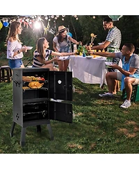 Costway Vertical Charcoal Smoker Bbq Barbecue Grill w/ Temperature Gauge Outdoor