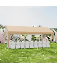 Akiudex 10x20 Ft Heavy-Duty Carport with Removable Sidewalls and Pe Canopy Cover