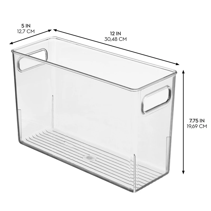 iDesign Plastic Storage Bin with Handles - Set of - Clear