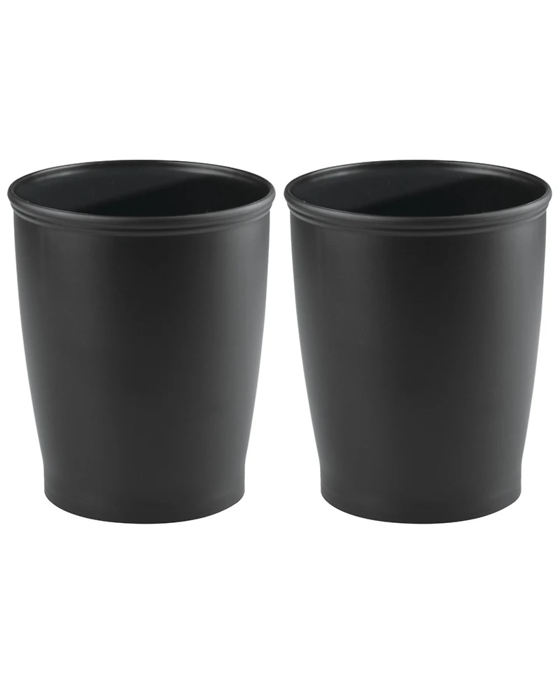 iDesign Round Plastic Bathroom Trash Cans - Set of 2 - Black - Made in Usa