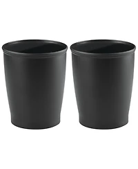 iDesign Round Plastic Bathroom Trash Cans - Set of 2 - Black - Made in Usa