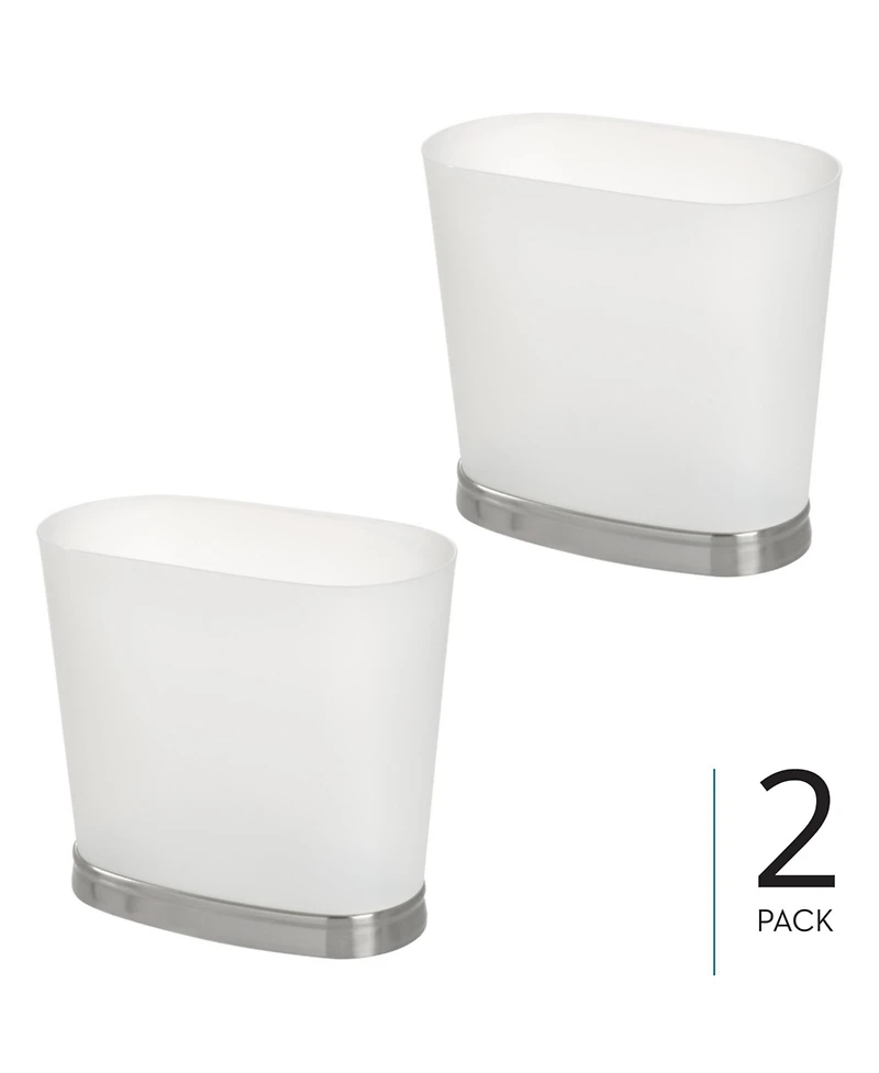 iDesign Oval Bathroom Trash Can, Set of 2, Frost/Brushed Nickel, Made in Usa
