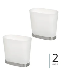 iDesign Oval Bathroom Trash Can, Set of 2, Frost/Brushed Nickel, Made in Usa